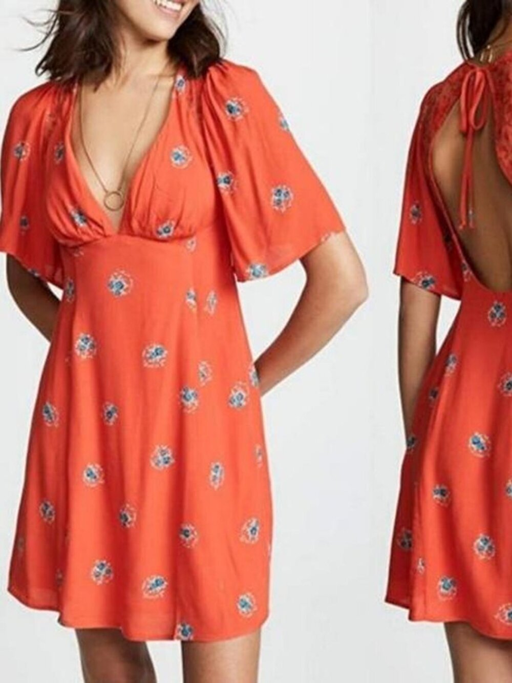 Free People Mockingbird Open Back Mini Dress